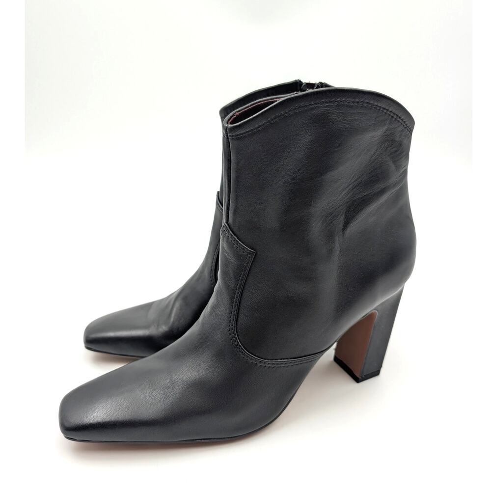 Franco Sarto Bayden Square Toe Heel Boots Women's Black Size US8M EU38.5